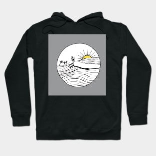 Female Surfer Riding the Wave with ultimate gray and illuminating colors Hoodie